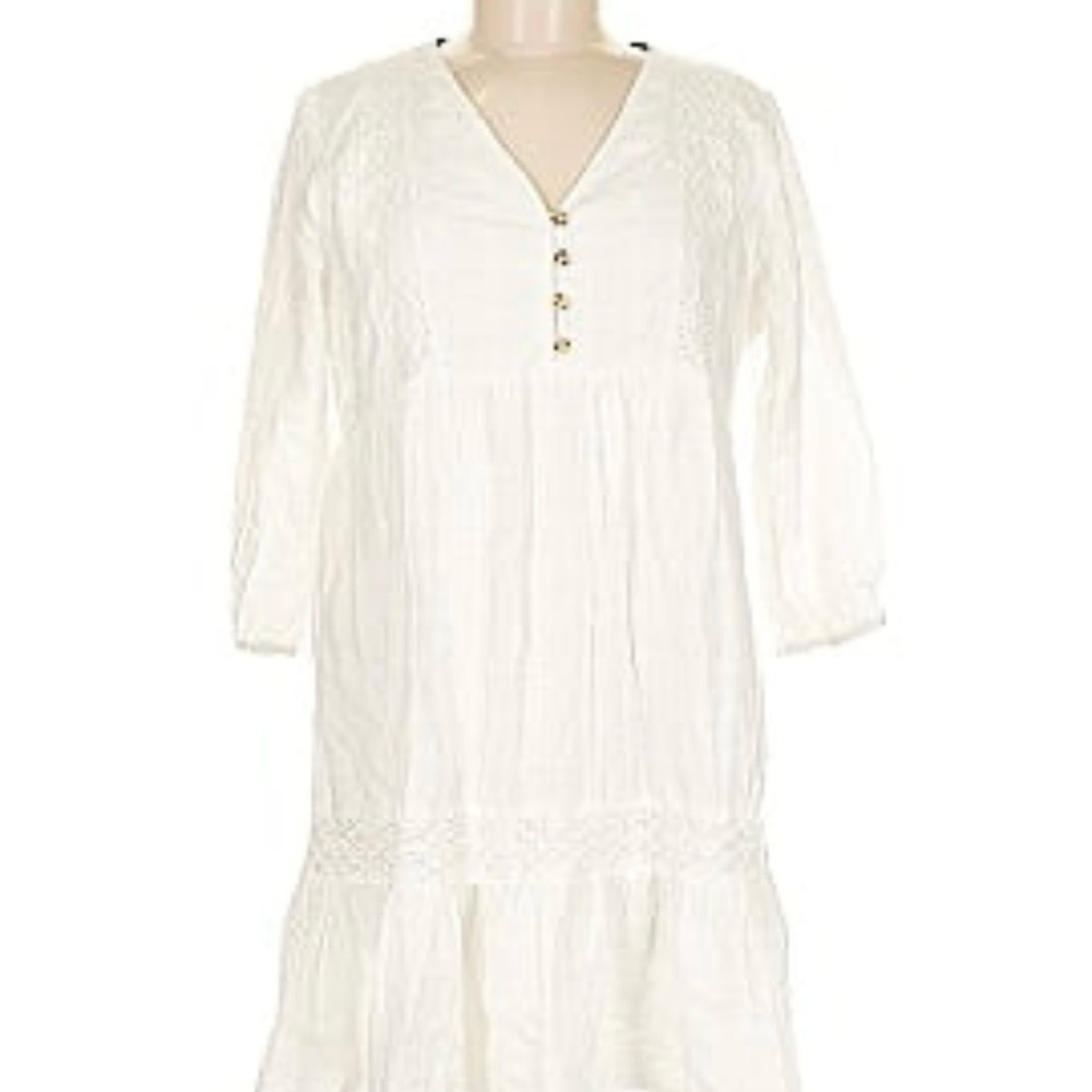 100% Cotton Milk Maid Dress, V Neck with Buttons, Plaid Fabric Design, Medium